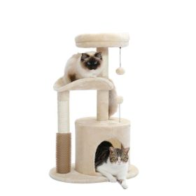 Cat Tree with Natural Sisal Rope Cat Toys for Indoor (Color: beige, Type: Cat Tree)